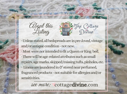 Rare Vintage Chenille Bedspread by IDEAL SPREAD Company, Canada Made Blue Wedding Cake Floral Design, Full Size