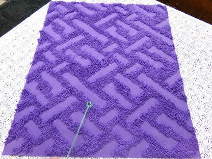 Vintage Royal Purple Chenille Fabric 18 x 24" Labyrinth Maze Geometric Boho Quilt Sewing Material