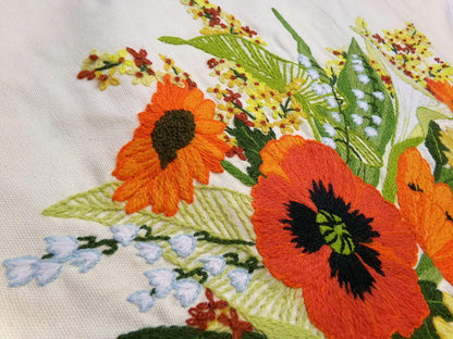 Boho Autumn Bouquet Finished Crewel Embroidery, Vintage Paragon Needlecraft 0408, Floral Wall Art