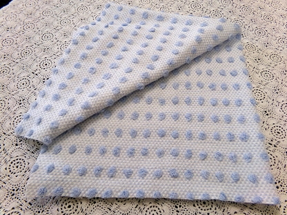 Bubble Pop Blue Woven Vintage Chenille Fabric, 21" x 23" Piece Coastal Beach Quilt Material