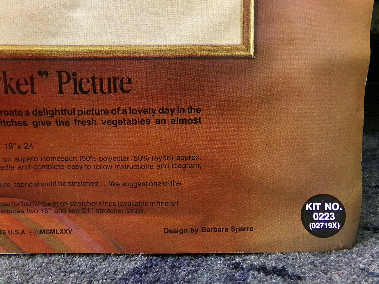 FARMER'S MARKET Vintage Crewel Embroidery Kit, Paragon Needlecraft Creative Stitchery 0223, Barbara Sparre 1970s Design