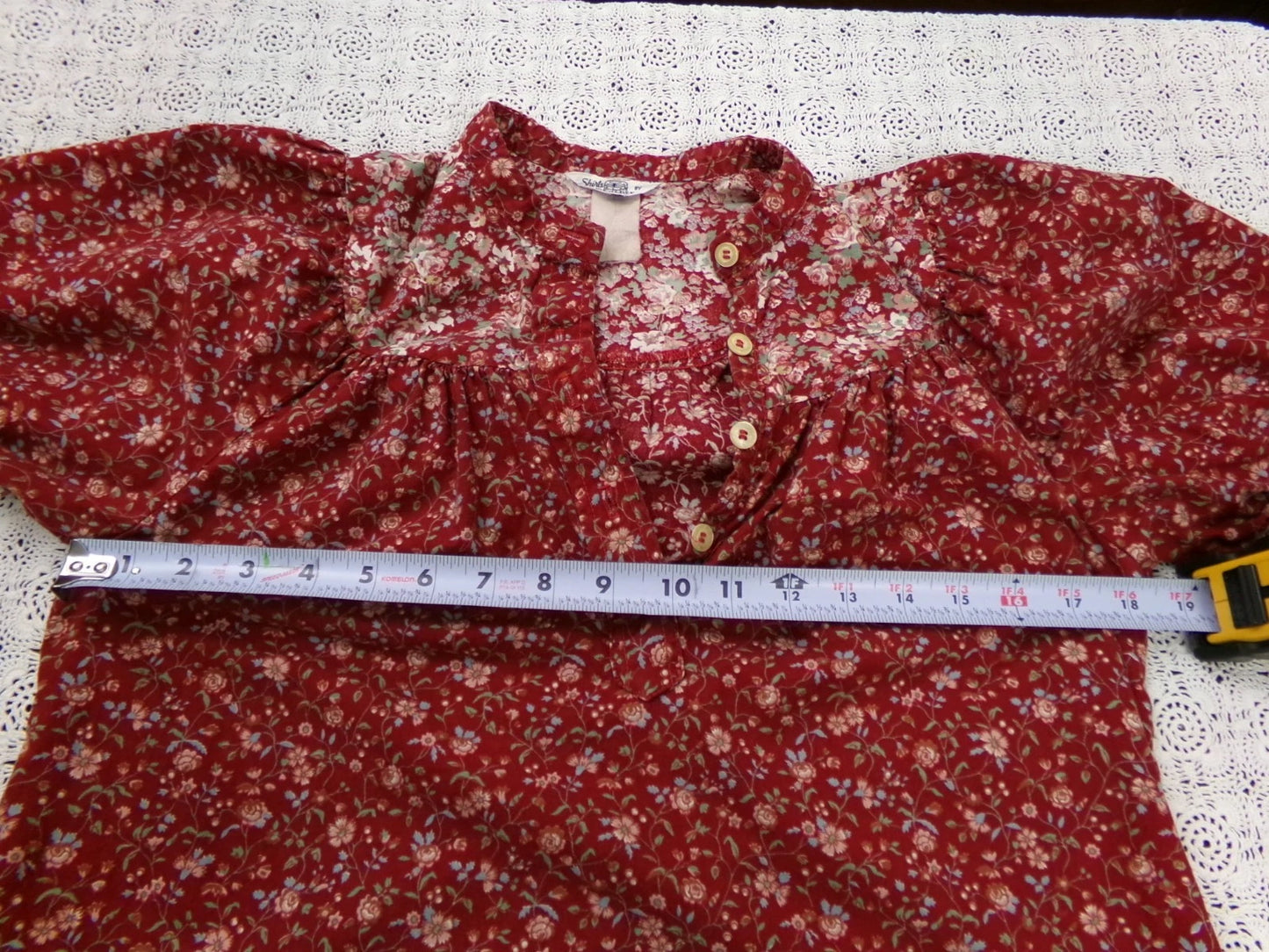 Vintage Prairie Blouse Boho 1970s Womens Top Ditsy Calico Floral Shirt Small