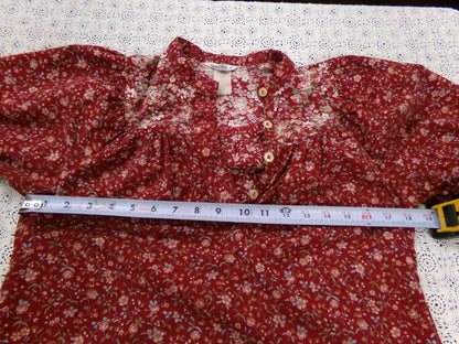Vintage Prairie Blouse Boho 1970s Womens Top Ditsy Calico Floral Shirt Small