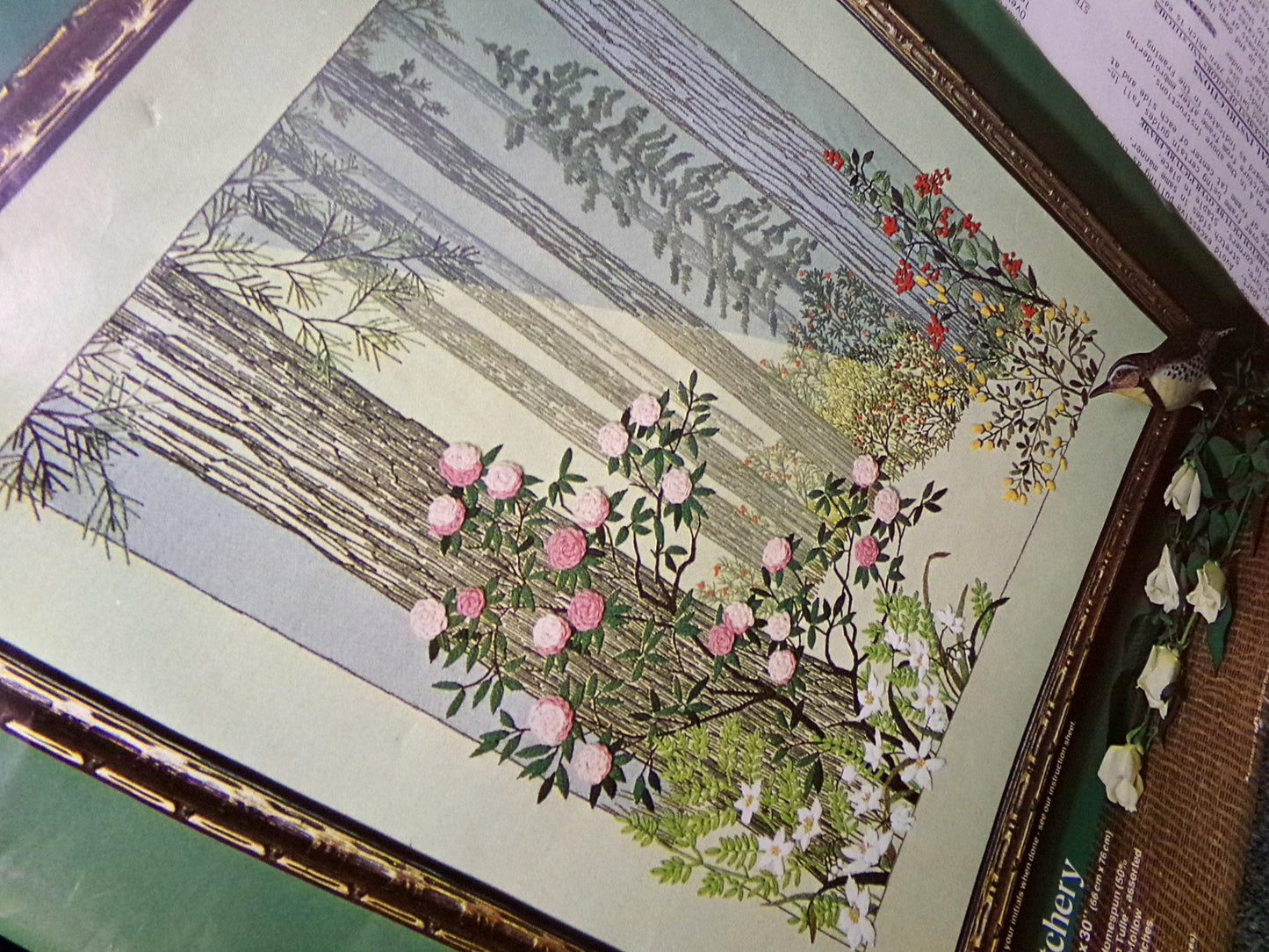 AFTER THE STORM Vintage Crewel Embroidery Kit Paragon Needlecraft #0611 ~ Hippie 70s Natural Woodland Wall Hanging, Georgia Ball Design