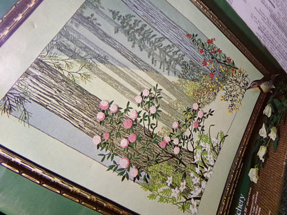 AFTER THE STORM Vintage Crewel Embroidery Kit Paragon Needlecraft #0611 ~ Hippie 70s Natural Woodland Wall Hanging, Georgia Ball Design