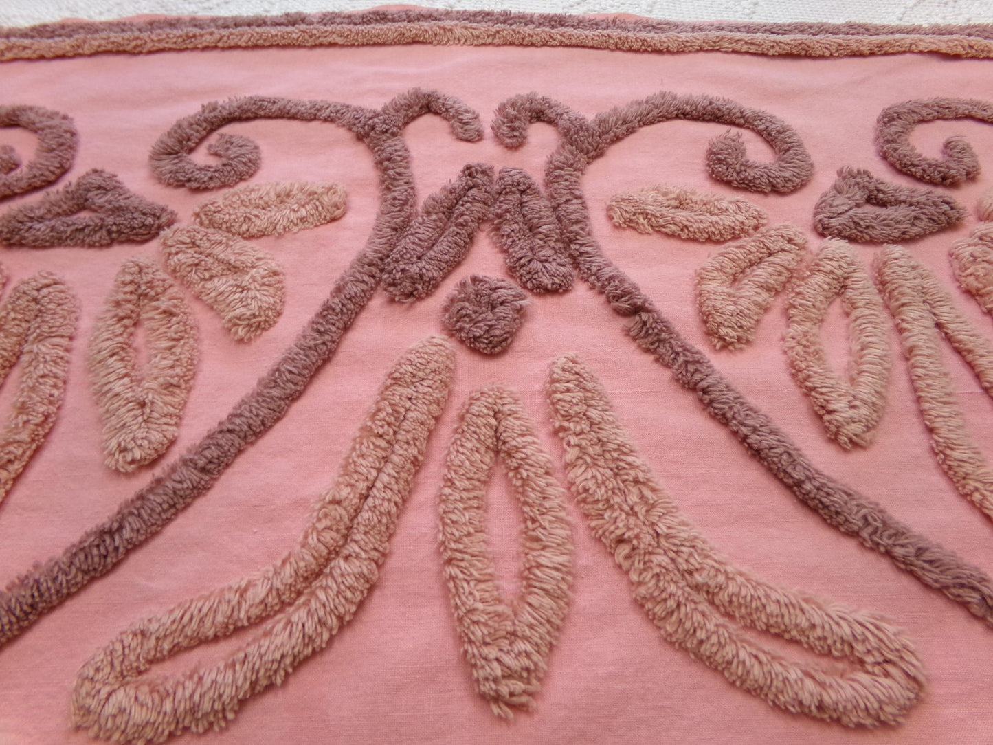 Unique Linked Heart Vintage Chenille Fabric: Old World Style Design 17" x 23" Piece of Material for Arts & Crafts, Wallhanging