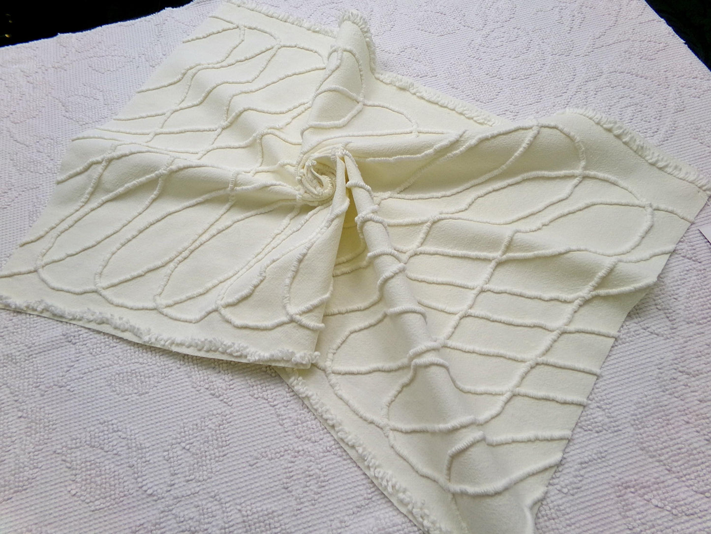 Dimensional Illusion Vintage Chenille Fabric, Fascinating Design, 18" x 25" piece