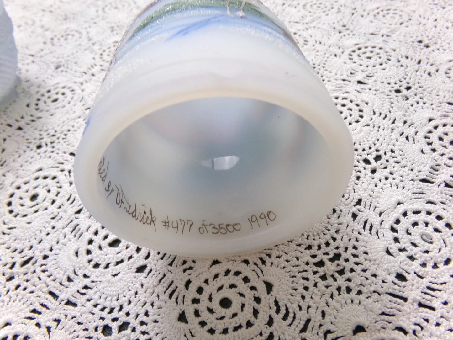 Vintage Fenton Fairy Lamp Country Horse Snow Handpainted Fredrick 1990 #477