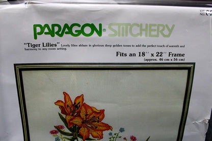 TIGER LILIES Vintage Crewel Embroidery Kit Boho Lily Floral Paragon Stitchery 0213