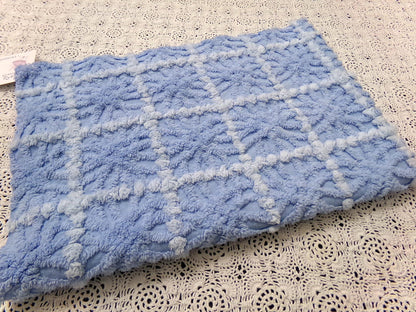 Celestial Blue Vintage Chenille Fabric, Star Tufts, 18x24" Piece