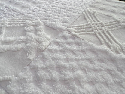 Chenille Quilt Squares Set, "Timeless White," from Vintage Bedspread Fabric, 16 Blocks, 6" inch
