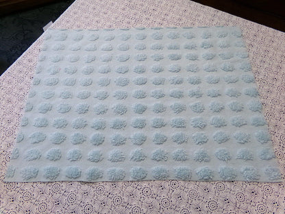 Refreshing Aqua Vintage Style Chenille Bedspread Fabric Coin Dot Pops 18x24"
