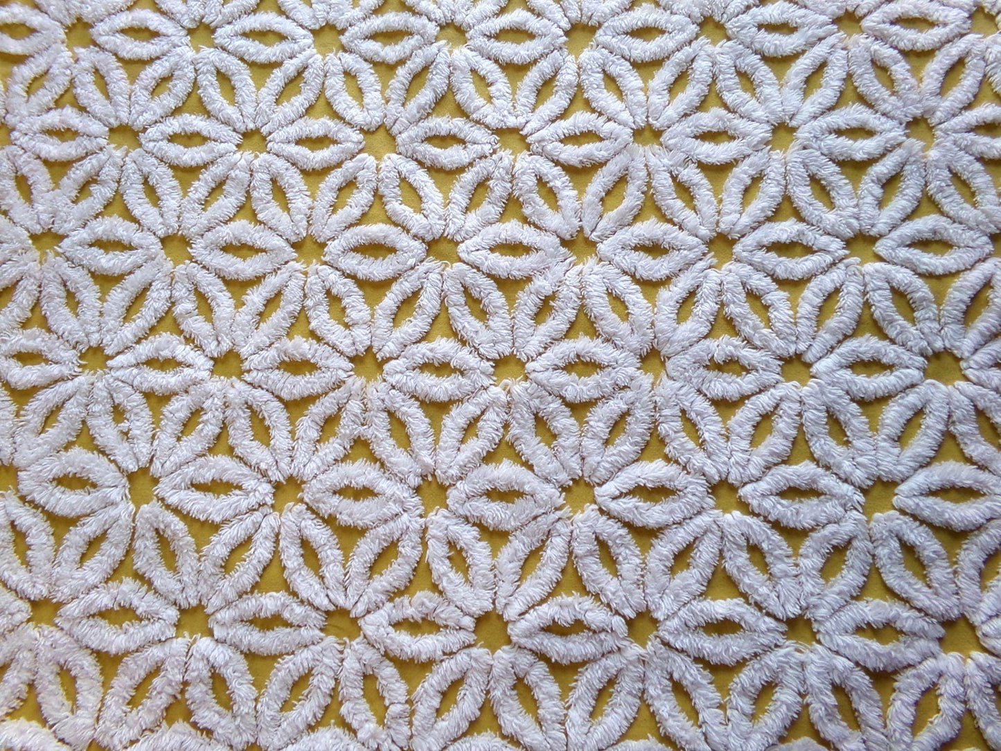 sunflower gold vintage chenille fabric tufted white daisy 20x24" boho quilt material