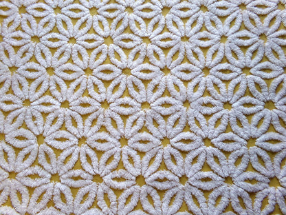 sunflower gold vintage chenille fabric tufted white daisy 20x24" boho quilt material