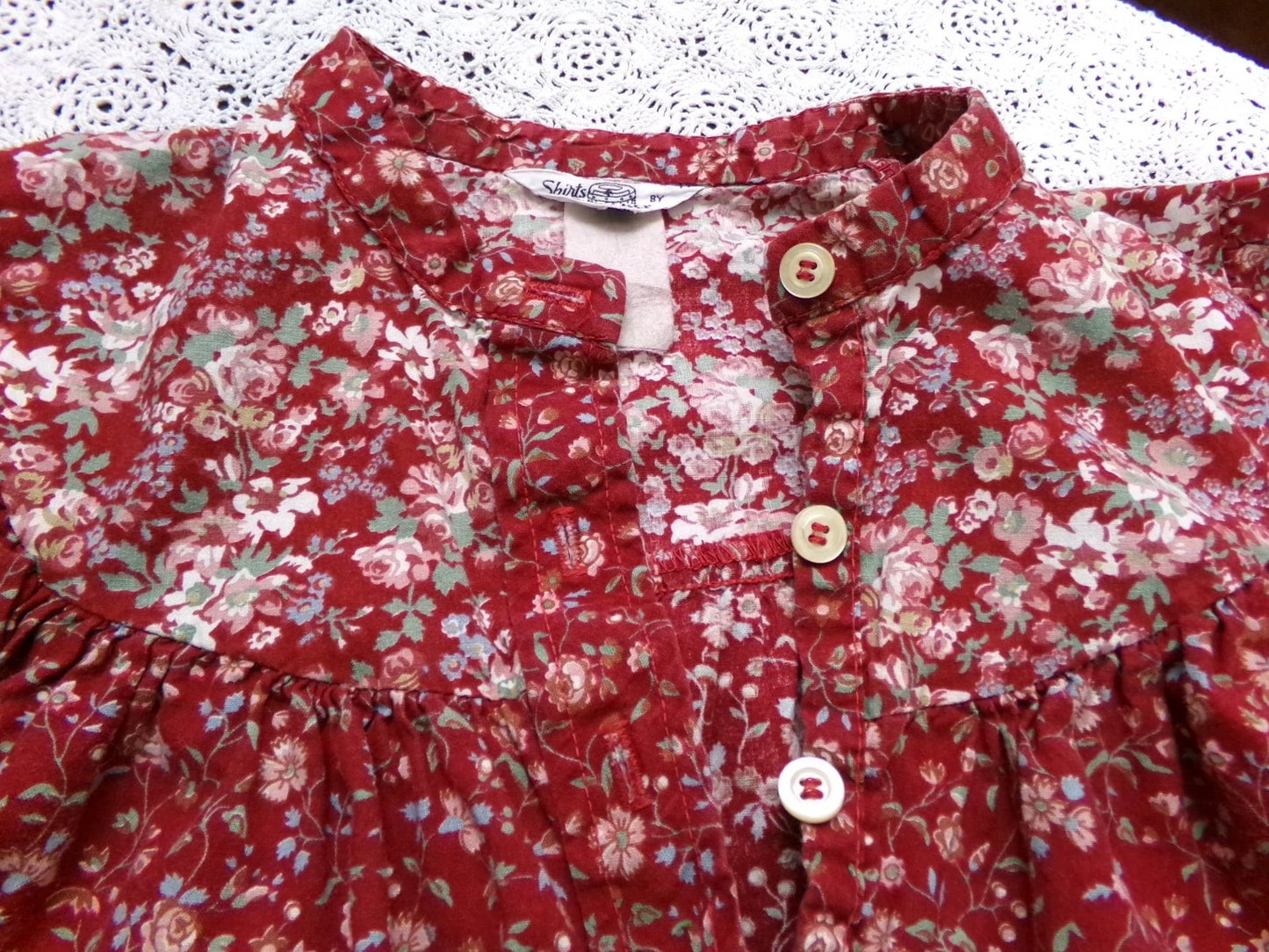 Vintage Prairie Blouse Boho 1970s Womens Top Ditsy Calico Floral Shirt Small