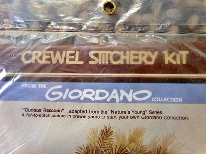 CURIOUS RACCOON Crewel Embroidery Kit, Vintage Paragon 0566 Stitchery Joseph Giordano