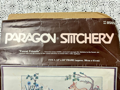 FOREST FRIENDS Crewel Stitchery Kit Woodland Vintage Paragon 0505 Embroidery