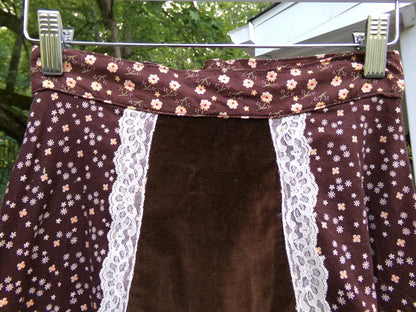 Vtg Gunne Sax Maxi Skirt Set Velvet Accent & Boho Crop Top Blouse w/ Embroidery