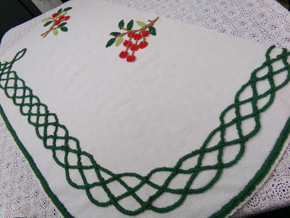 Farmhouse Cherry Vintage Chenille Bedspread Fabric 19x27" Piece