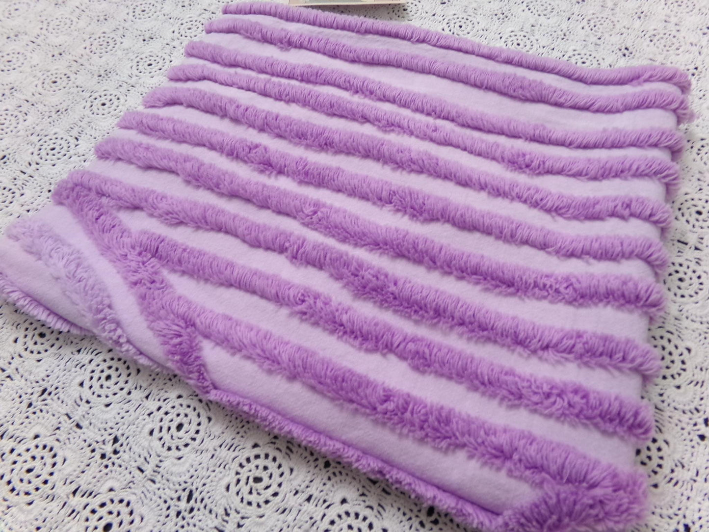 Lavender Vintage Chenille Fabric, Optic Geometric Design, 19x22" Piece