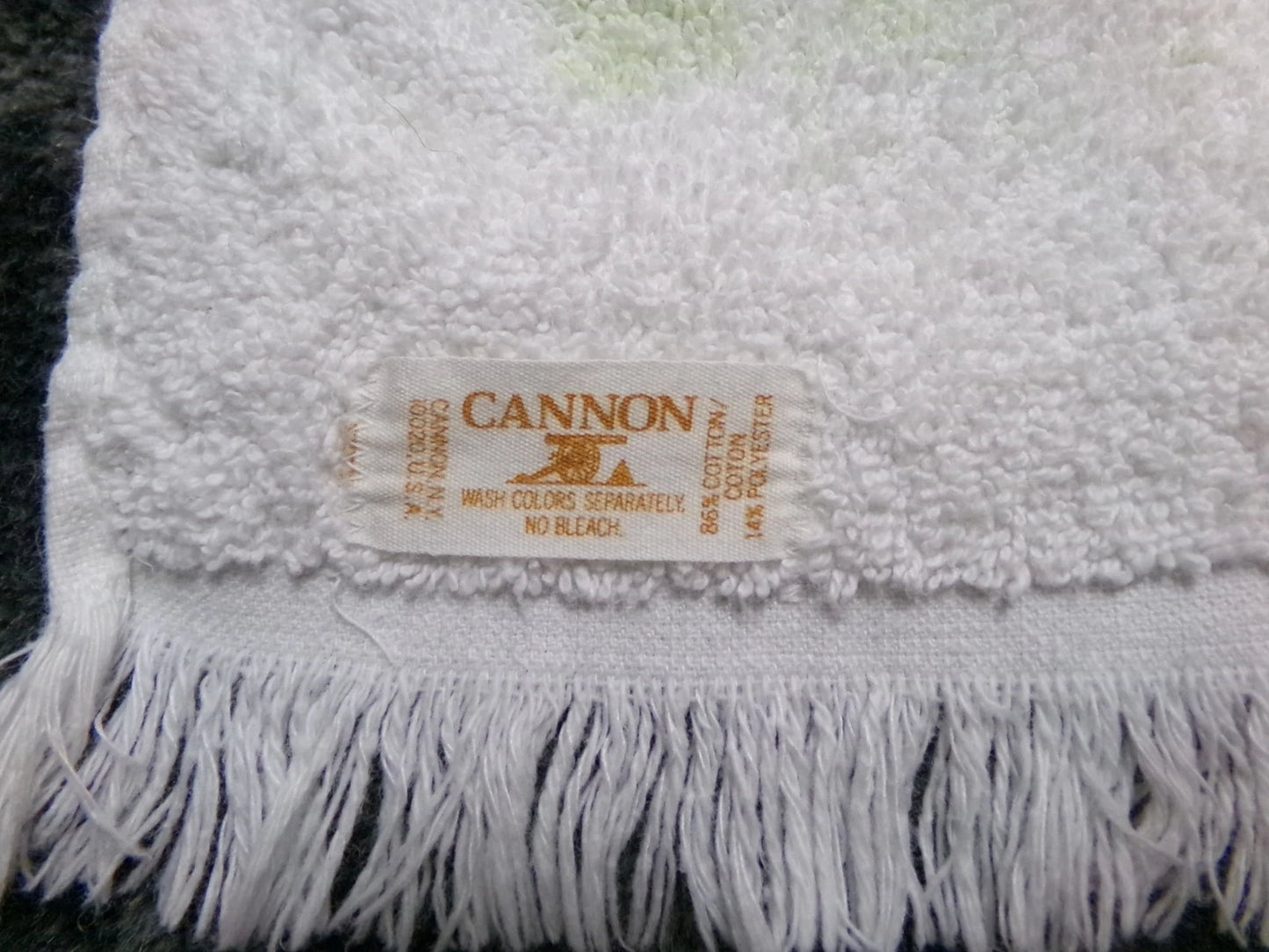Vintage Frog Towel 1970s Boho Cannon Kitchen Hand Terry Towel 14X24" w/ Fringe