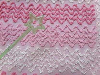 Pink Vintage Chenille Bedspread Fabric, Zig Zag Texture, 15" x 23" piece
