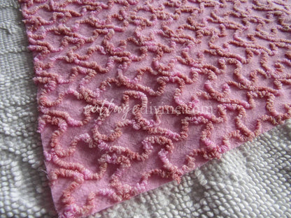 pink marbleized squiggle vintage chenille fabric, great unique texture, 25" x 20" piece of sewing material for quilting & crafts