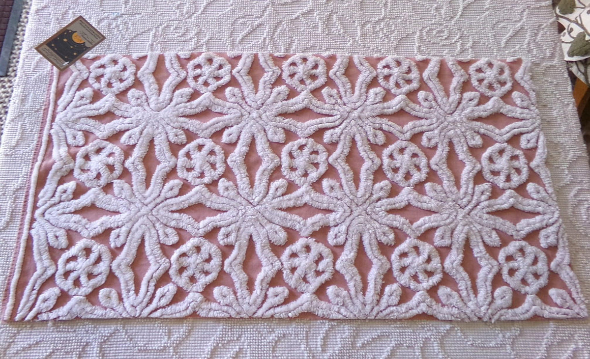 Plush Snowflake Pinwheel Vintage Chenille Fabric, 15x28" Sewing Quilt Textile