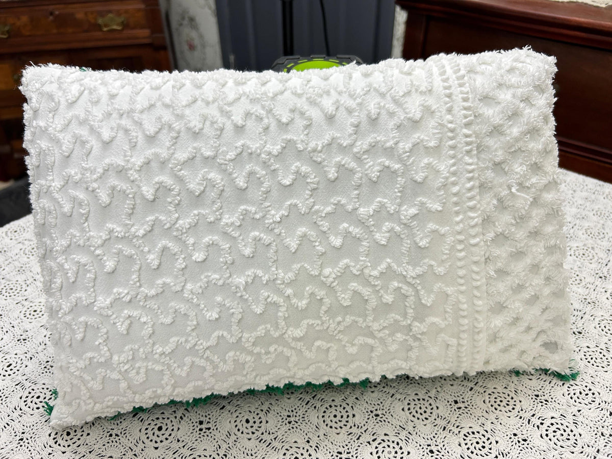 Botanical Green Vintage Chenille PIllow Cover, Rectangle 12x16" Design
