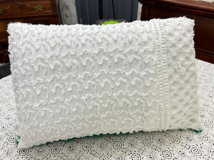 Botanical Green Vintage Chenille PIllow Cover, Rectangle 12x16" Design