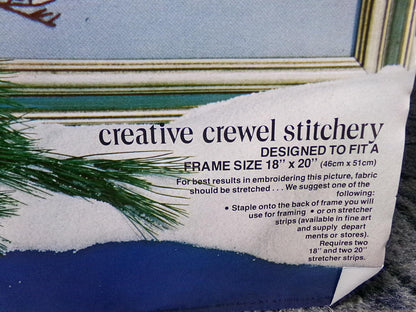 WOODLAND WATCH Vintage Crewel Embroidery Kit, Paragon Stitchery 0615, Winter Wonderland