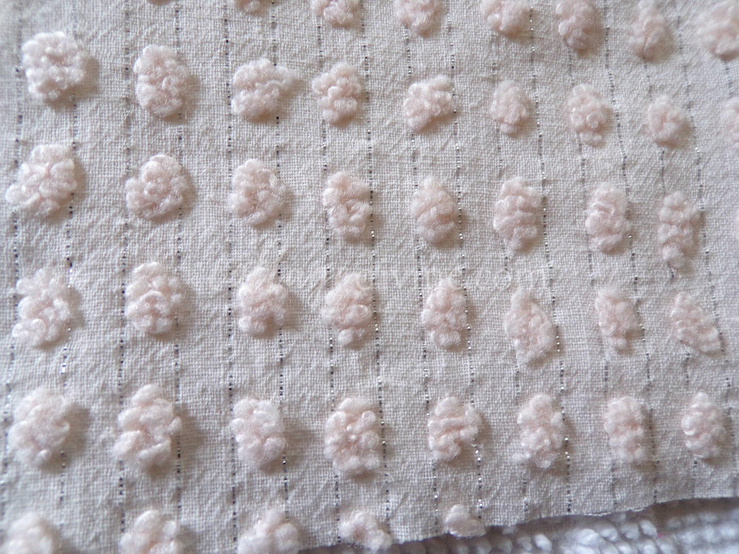Cream Latte Quilt Squares Set from Vintage Chenille Bedspread Fabric, 16 Blocks, 6" x 6" inch, Neutral tones