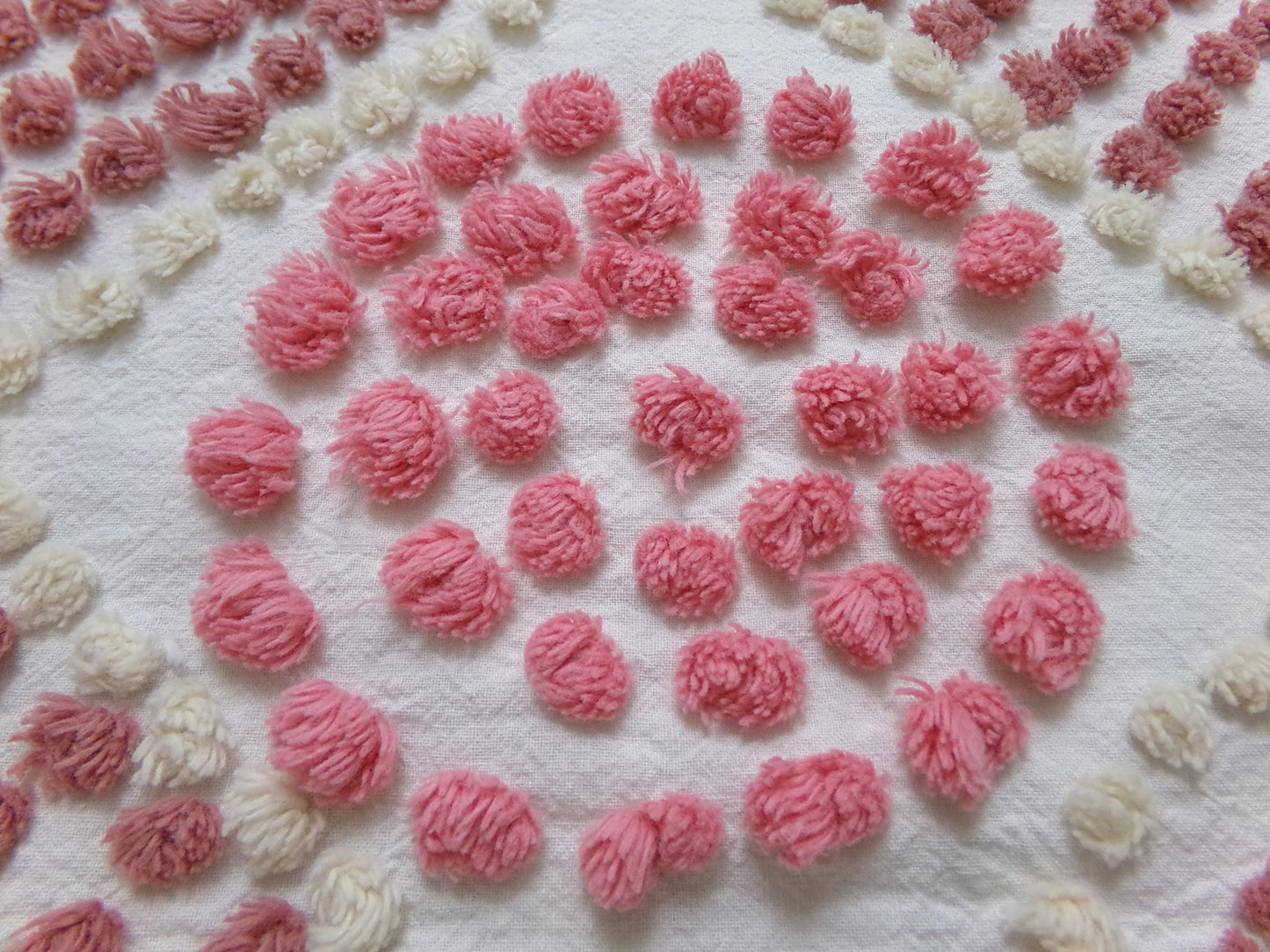 Rose Pink Diamond Pops Vintage Chenille Fabric 20 x 24" Shabby Sewing Quilt Material