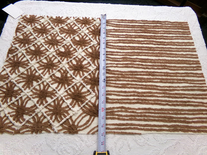 vintage brown chenille fabric: 18" x 28" contrast piece in mocha w/ tiny vanilla pearl pops, cute for teddy bears, quilts, crafts