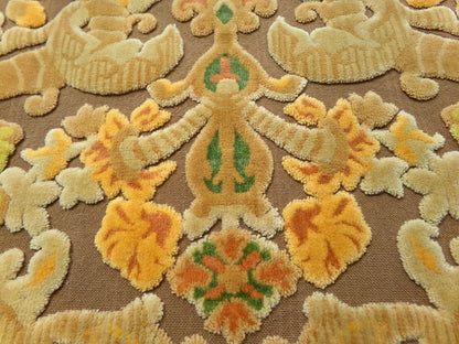 vintage Bates cut velvet fabric, earthy coppertone boho tapestry style design, 24" x 22" piece for wallhanging, small bags