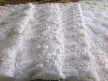 Silent Snowfall Vintage Chenille Fabric Squares, Set of 16 White 6" Cotton Chenille Quilt Blocks for crafting, sewing