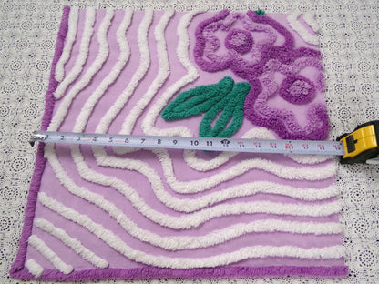 Lilac Vintage Chenille Fabric 17 x 18" Floral Swirl Piece for pillows, crafts