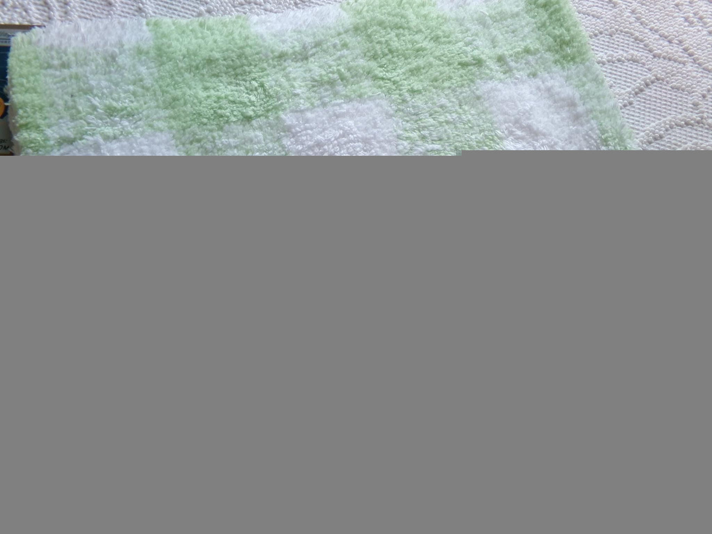 cuddly green gingham vintage terry chenille fabric soft cotton blend 19x25"