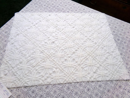 Vintage White Chenille Fabric Piece Pearl Pops 18 x 24" Quilt Craft Sewing Material