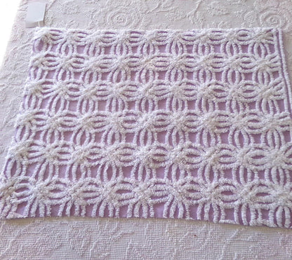 Vintage Lilac Chenille Fabric, White Spider Tufted Pattern, 18" x 24" Piece