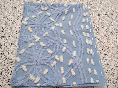 Starry Night Blue Vintage Chenille Fabric Geometric 20" x 24" piece