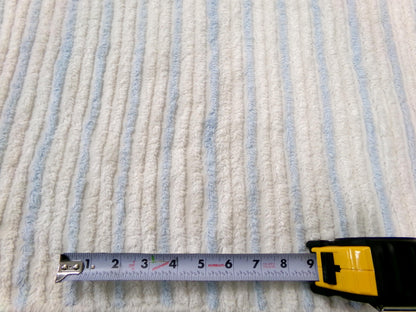 simple blue & white striped vintage chenille bedspread fabric, versatile sewing material 17" x 24"