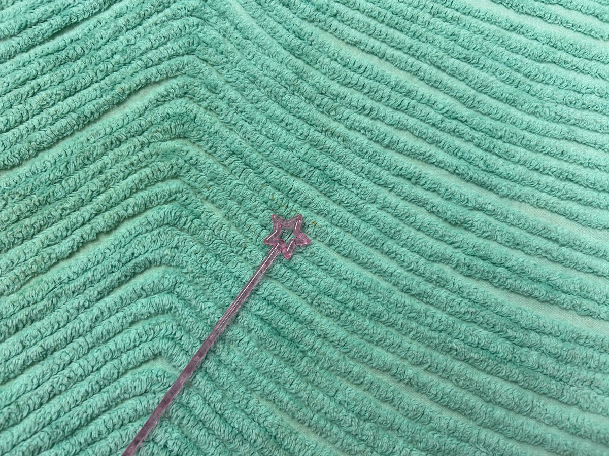 Green Wave Vintage Chenille Bedspread Fabric 18x25" Dense Tufts