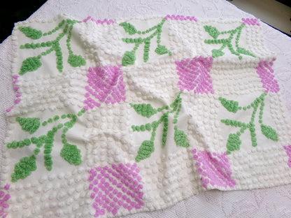 Vintage Chenille Fabric Botanical Leaf Pattern Craft Quilting Sewing Piece 19" x 27"