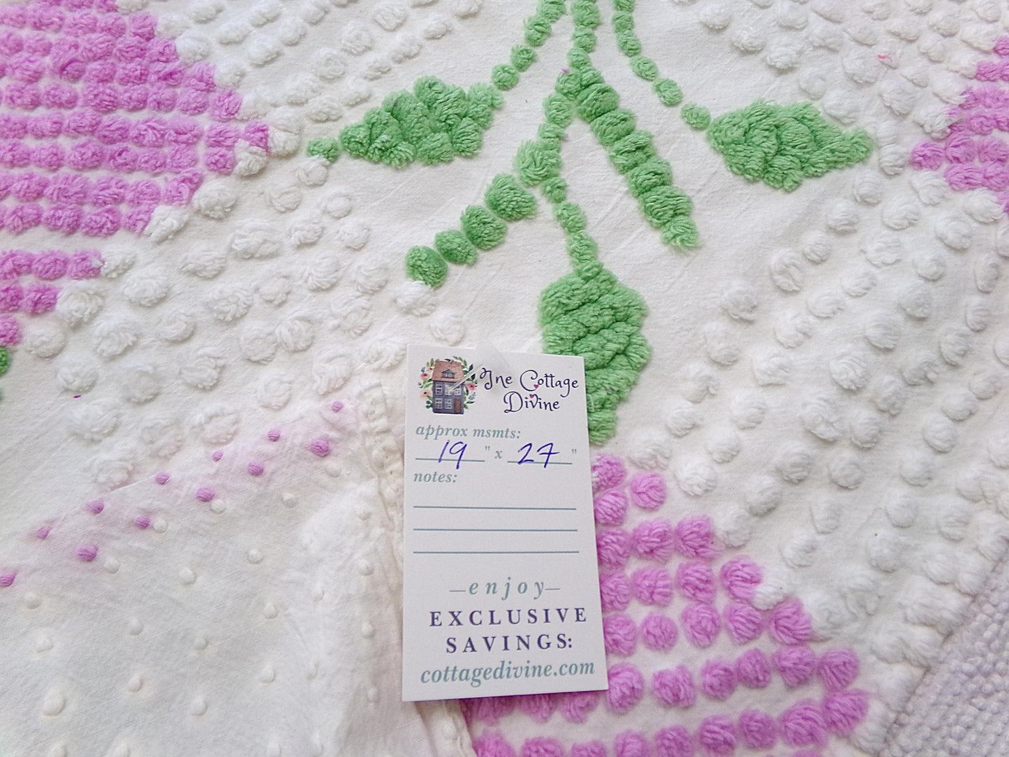 Vintage Chenille Fabric Botanical Leaf Pattern Craft Quilting Sewing Piece 19" x 27"