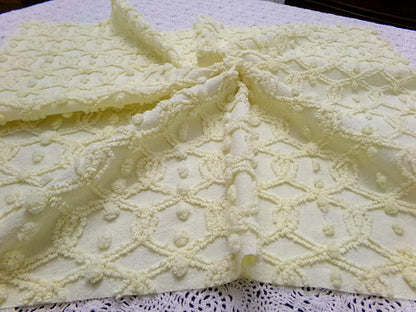Infinity Links Vintage Chenille Bedspread Fabric 18x24" Yellow Pops Quilting Material