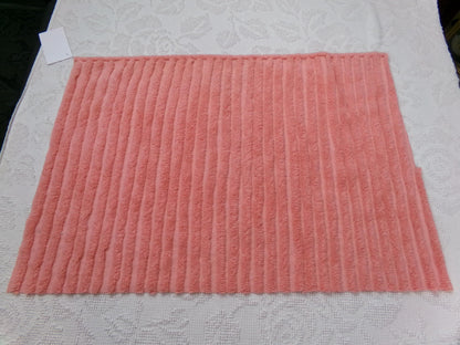 Melon Striped Vintage Chenille Bedspread Fabric, Tufted Peach Stripes, 17" x 24"