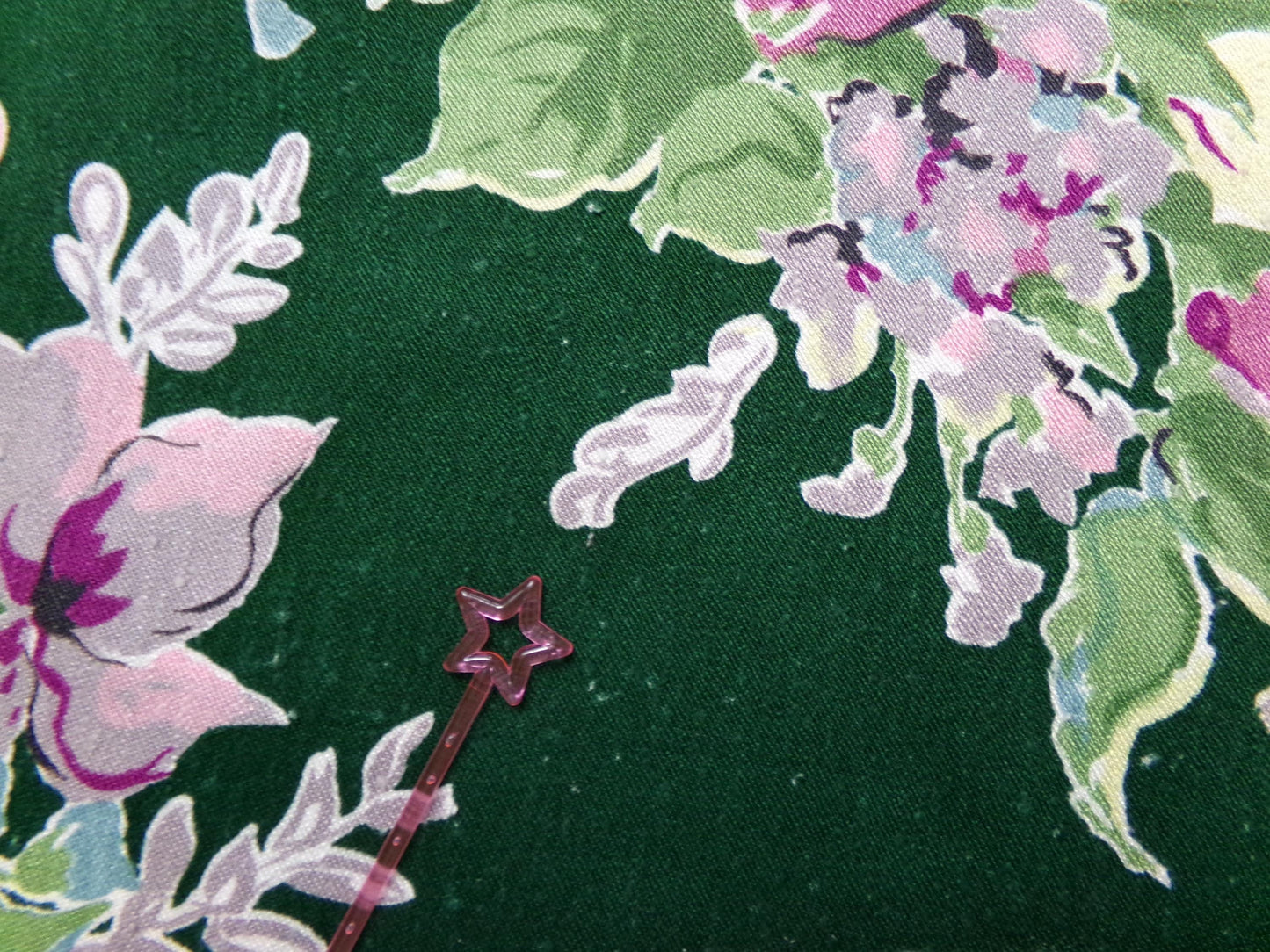 Vintage Waverly Rose Caprice Fabric Green Floral Barkcloth Style 17x18"