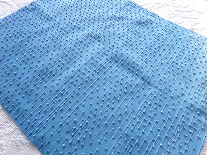 baby raindrops vintage woven chenille fabric, tiny marbleized raised blue dots, 18 x 24"
