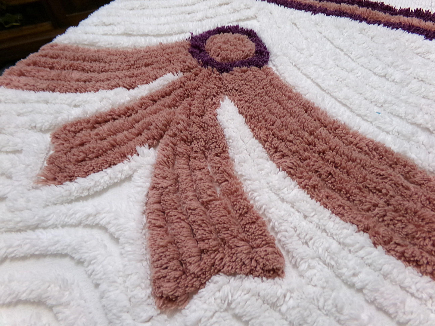Double Swag Bows Vintage Chenille Bedspread Fabric, Luxurious Elegant Sewing Material, 20" x 35"